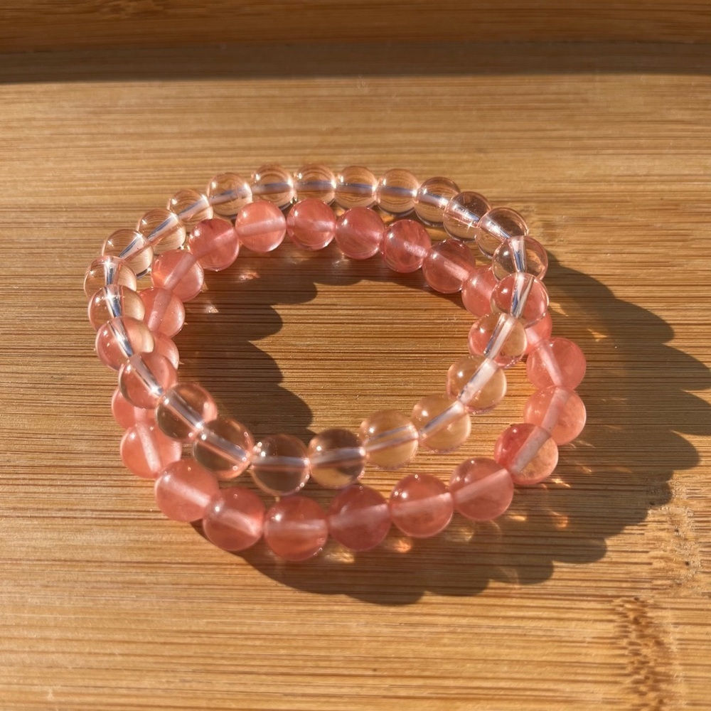 Rose Quartz Glass Beads - Picture 4 of 7